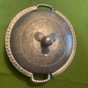 50’s covered hammered aluminum dish